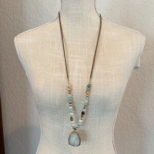 Artisan Quartz Slice Pendant Necklace